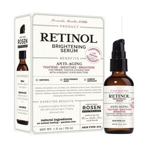 Rosen Apothecary Retinol Brightening Serum with
Hyaluronic Acid Lemon NIB